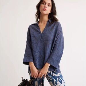 Gerard Darel Charles Floral Blouse FR size 2 which is medium blue